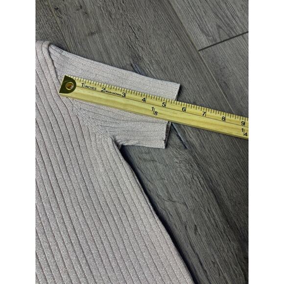 Anthropologie Saturday Sunday XS Metallic Ribbed Knit Lace Up Midi Dress Pink - Picture 5 of 9